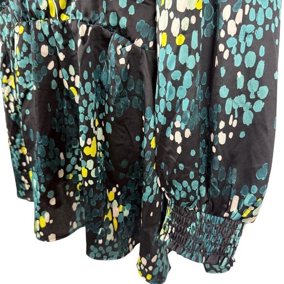 Torrid Satin Surplice Tie Cut Out Back 40260416 Long Sleeve Teal Blouse Top 4X - Picture 8 of 16